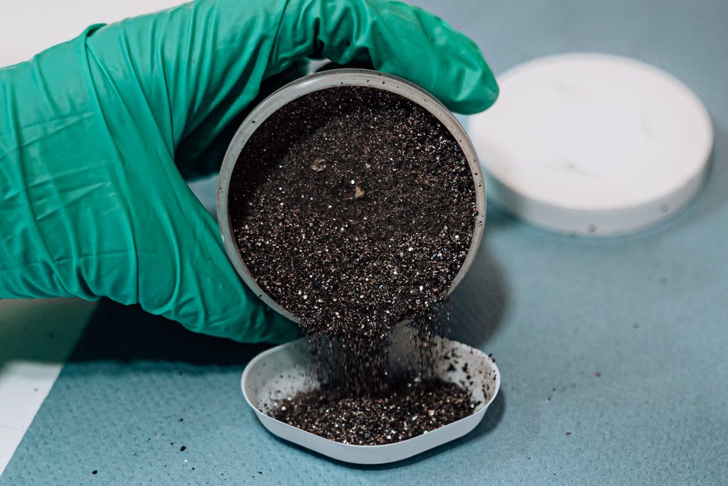 Post-industrial waste material being assessed for use in conductive coatings